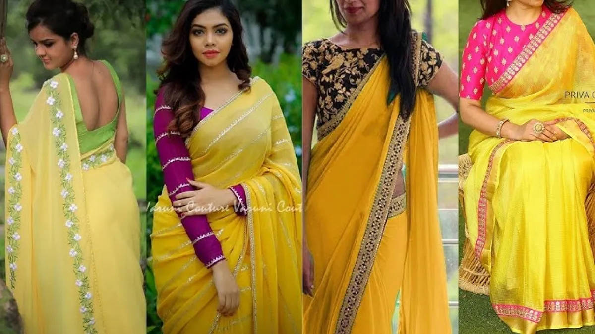 Yellow Saree Designs हल्दी फंक्शन के लिए परफेक्ट येलो साड़ी, जो सबका दिल जीतेगी!